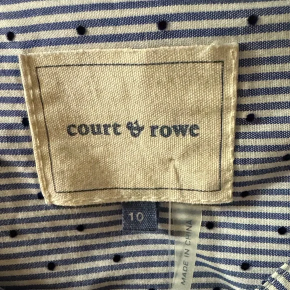 Court & Rowe Ruffle Flocked Dot Pinstripe Long Sleeve 100% Cotton Shirtdress - Picture 4 of 7